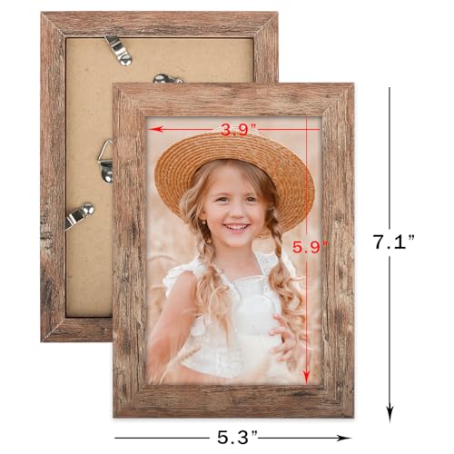 4x6 Picture Frame Wood 4x6 Frame for Wall and Tabletop Vintage Brown - color: Brown, size: 4x6
