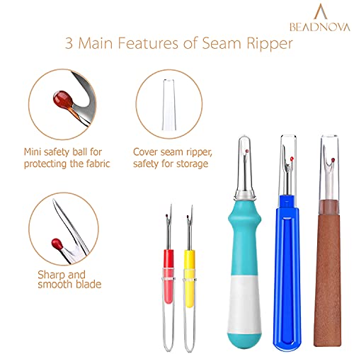 BEADNOVA Seam Ripper 5pcs Plastic Thread Cutter Stitch Remover Large Thread Remover Stitch Eraser Tag Ripper for Clothes Crafting Embroidery (4 Styles)