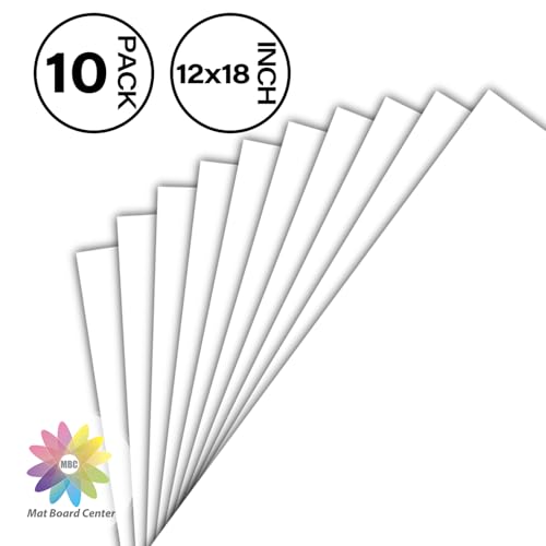 Mat Board Center 12x18 Backing Boards, 10 Pack White Backboards for Frames - size: 12x18