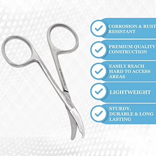 Premium Quality Suture Northbent Stitch Curved Scissors 3.5" (Silver) - color: Silver