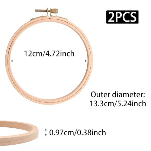 Mormchlots 2Pcs 5 Inch Wood Embroidery Hoops - size: 5 inch