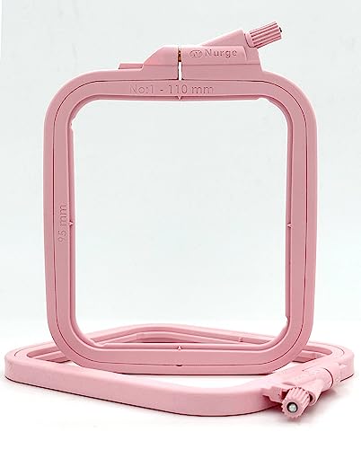 Nurge Square Embroidery Hoop - Plastic Cross Stitch Frame for Needlepoint & Embroidery - Adjustable Craft Hoop - Pink - No:1 (X Small) - color: Pink, size: No:1 (X Small)