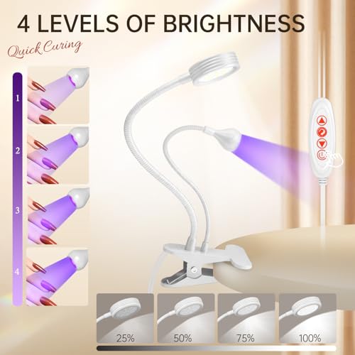 AORAEM UV LED Nail Lamp, Double-Headed Flash Cure Light, White - color: Gooseneck-White