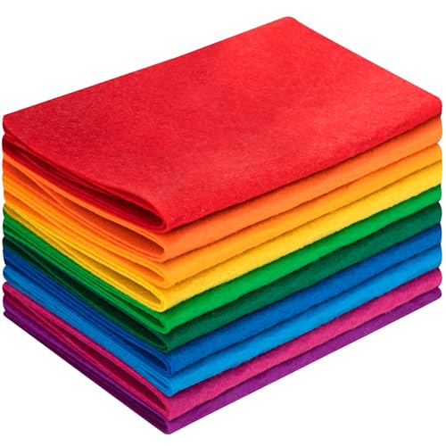 10 Sheets Felt Fabric for Crafts, 8x20 Inch 1.4mm Thick (Rainbow) - color: Rainbow