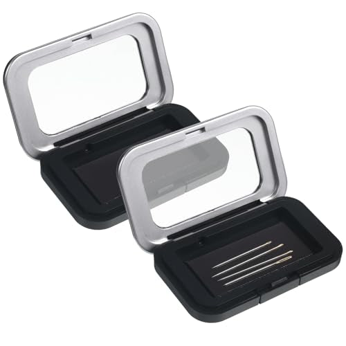 2 Pcs Sewing Pin Storage Case Magnetic Needle Holder Case with Clear Lid Needle Keeper Organizer Box for Quilting Craft Paper
