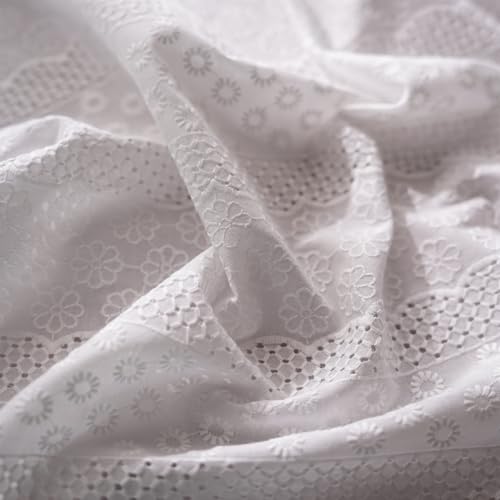 ARTMAGIC Oval Cotton White Tablecloth Lace Embroidered Table Cloth - size: 120" x 60" (Oval)
