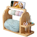 Wooden Yarn Holder with Phone Stand & Handy Tool Slot – Portable Yarn Spinner and Detachable Organizer Box for Crocheting, Knitting Projects and Yarn Storage