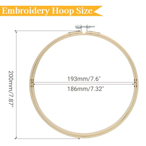 Biaungdo 3 Pcs Bamboo Embroidery Hoops 8 Inch, Wooden Cross Stitch Ring - size: 8 Inch