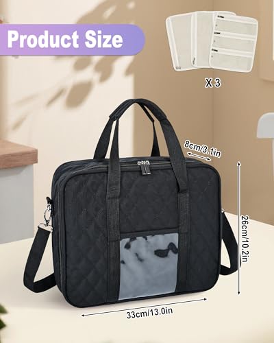 Sewing Supplies Organizer Bag with Removable Binder, Black - color: Black