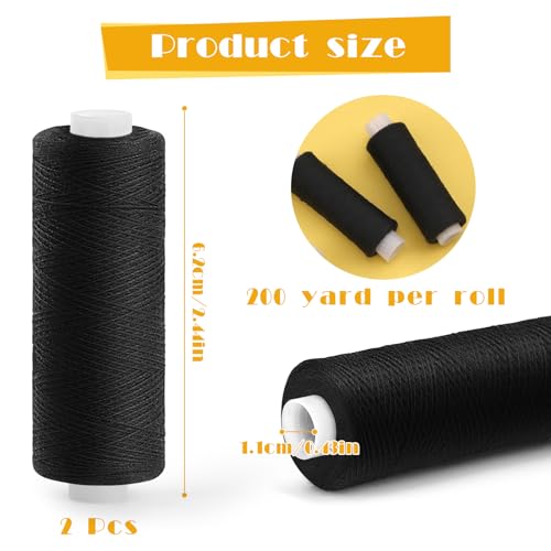 ZMAAGG Sewing Thread, Black Thread for Sewing Machine, 2 PCS 200 Yards - color: 2 Black