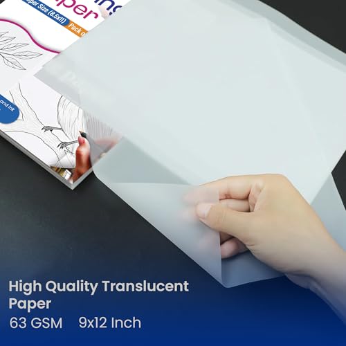 Tracing Paper 9x12 in, 100 Sheets, Transparent Sketch Paper 63gsm - size: 9" x 12" (100 Sheet)