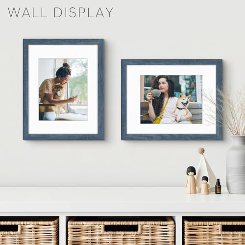 Golden State Art 11x14 Blue Picture Frame Mat for 8x10 Real Glass - color: Blue, size: 11x14