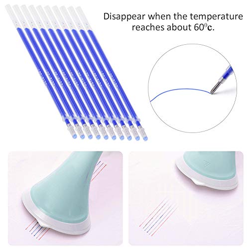 100Pcs Heat Erasable Pen Refills, Blue Fabric Marking Pen Refills, 13cm High Temperature Disappearing Ink Pen Refills for Fabric, Clothing, Leather Temporary Marking