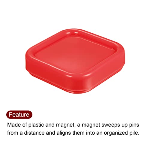 HARFINGTON Magnetic Pin Cushion Square Plastic Magnetic Sewing Pin Holder Storage Case Needle Cushion Tool for Sewing DIY Projects, Red - color: Red