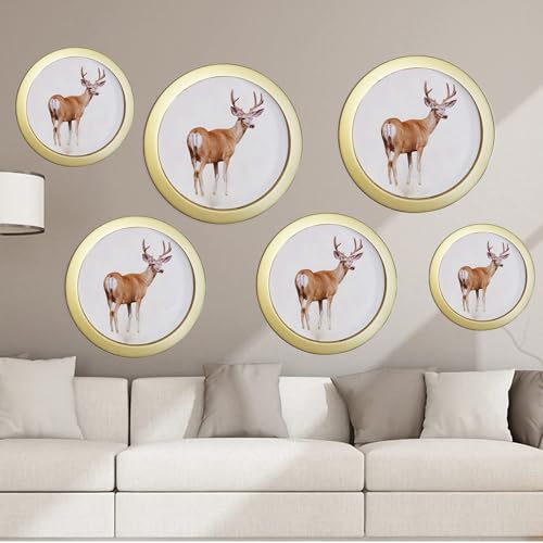 alfyng 10 Inch Round Photo Frame Wooden Wall Hanging Picture Frames Gold - color: Gold, size: 10 inch