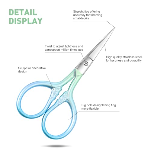 Small facial hair scissors, stainless steel Straight Tip,blue - color: Blue