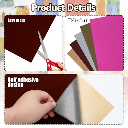 Biaungdo Self Adhesive Felt Sheets, Dark Brown, 8 x 12 Inch, 12 Pcs - color: Dark Brown