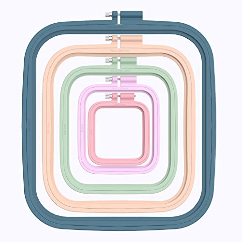 Pllieay Square Embroidery Hoops, 5 Pieces 5 Sizes, ABS Plastic - style: Square - 3", 4.3", 6.5", 8.7", 11"
