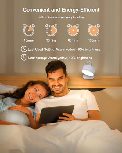 Clip on Light 5000mAh Rechargeable Battery, Clamp Reading Light for Bed - color: White
