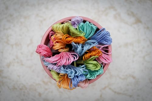 Pack of 12 Popular Colours Premium Embroidery Thread | 100% Egyptian Cotton Premium Skeins | Cross Stitch Embroidery Floss | Oeko TEX Certified| (12, Spring Macaron) - color: Spring Macaron