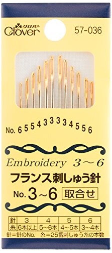 Clover 57-036 French Embroidery Needles Assortment No. 3-6, Pack of 12 - style: Assortment No. 3 to 6