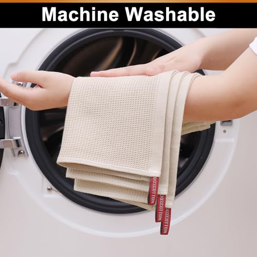 Homaxy 100% Cotton Waffle Weave Dish Cloths, 12 Pack, Beige - color: Begie, size: 12 x 12 - 12 Pack