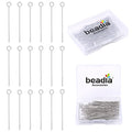 BEADIA Platinum Plated Open Eye Pins Non Tarnish 40mm 150pcs for Jewelry Making Findings - color: Open Eye Pins Platinum, size: 40x0.7mm