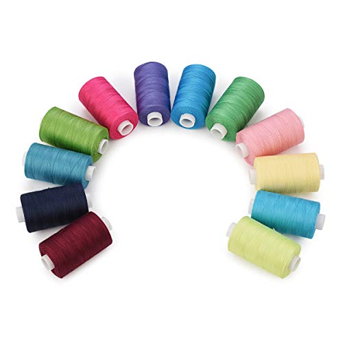 Simthread 12 Colors All Purposes Cotton Quilting Thread for Piecing Sewing Appliqué Embroidery etc - color: 12#4 Spring Colors