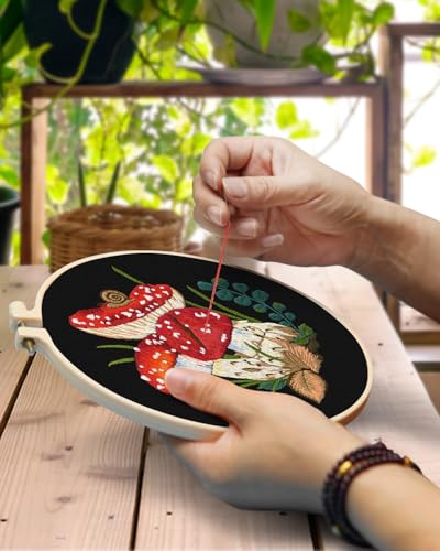 TINDTOP Embroidery Kit for Adult, Mushroom Embroidery Stitch Practice kit - color: Mushroom