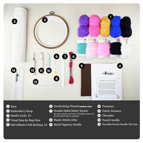 Nytale Punch Needle Kit for Beginners Adults - Easy DIY Coaster Embroidery Set with Yarn, Tools, Patterns & Video Tutorial - Fun Pop Art Gift for Friends & Kids (6PCS) - color: Pop, style: Modern
