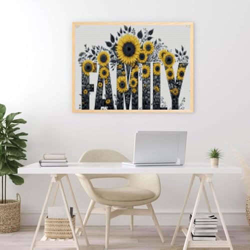 MYBISYMQQ Family Stamping Cross Stitch Kit, Flowers Counting Cross Stitch Kit for Adult Beginners, Full Line DIY Cross Stitch Stitching Kit for Home Decor Cross Stitch Patterns 15.7x11.8 inches - color: D048