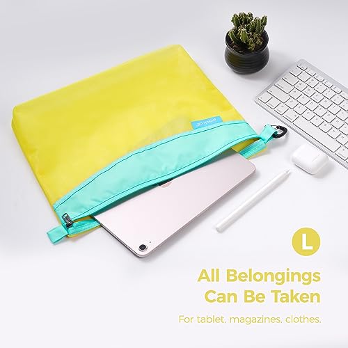 pack all 3 Pcs Water-Resistant Zipper Pouch, Mesh Zipper Bag - color: Yellow, size: Set