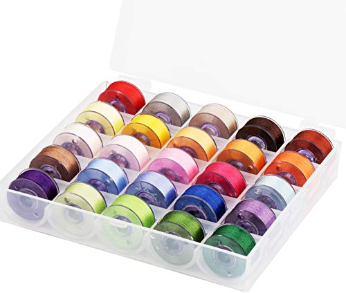 Simthread 25pcs Size A SA156 Prewound Bobbin Thread - Assorted Colors - color: 60wt Assorted Colors