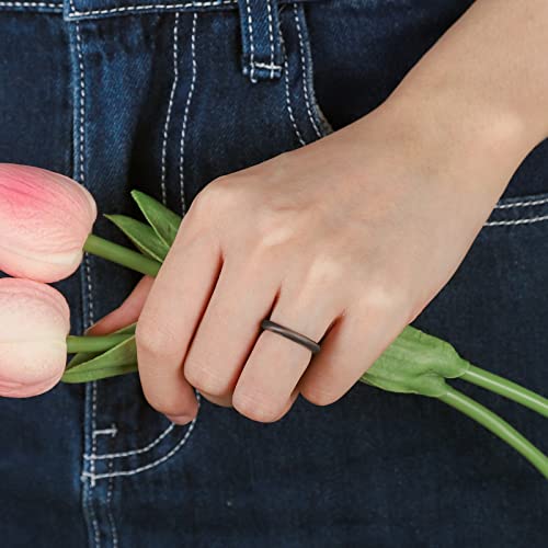 Egnaro Women's Silicone Wedding Ring 2.5mm Wide 1.8mm Thick Rubber Band Set - color: 4-Bronze,White,Silver,Light Pink,Marble,Rose Gold,Black Glamour