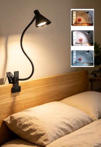 Clip on Light LED Reading Light for Books in Bed, Eye Care Reading Lamp - color: Black