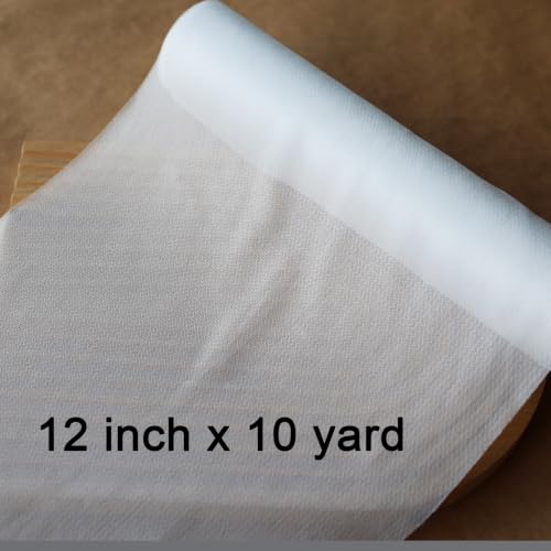 Tender Iron-on Embroidery Backing, 12 inch x 10 Yard Roll Embroidery Stitch Cover, Soft Touch Cloud Like Embroidery Cover Up Backing Fusible Light Weight Stabilizer by HAGBOU (White) - color: White