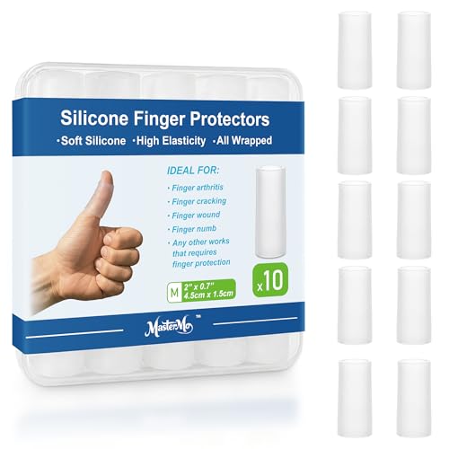 Gel Finger Cots Protectors, Silicone Fingers Covers Bandages Caps Sleeves for Fingertip Thumb Protection, Ideal for Trigger, Arthritis, Cracking, Blisters, Callus, Hangnail & Pain Relief (Clear, M, 10PCS) - size: M(10)