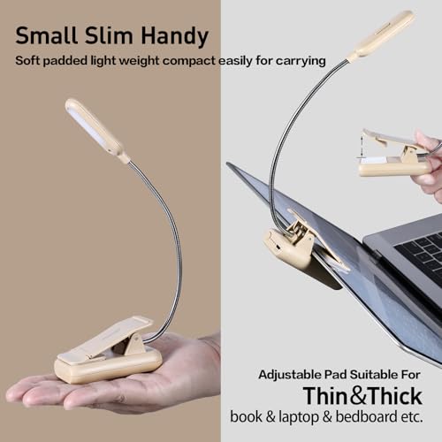 VAVOFO Rechargeable Reading Light, Clip on Book Light for Reading in Bed - color: Khaki