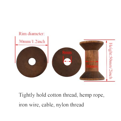 HAHIYO 2Inch/5cm 6PCs Light Brown Color Wood Spool - Natural Unfinished Wooden Thread Spools for Textile Wire Weaving Ribbon Crafts DIY Art Education Smooth Rotatable Bobbins - color: Light Brown, size: 2Inch-6P