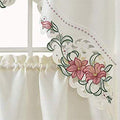 GOHD Lily Fragrance. 3pcs Multi-Color Embroidery Kitchen Cafe Curtain Set Swag and Tiers Set with cutworks. (Burgundy) - color: Burgundy