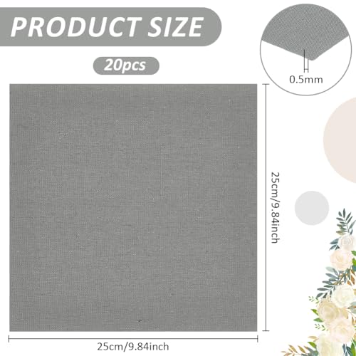 BENECREAT 20 Sheets Linen Embroidery Fabric, 9.8x9.8 Inch Square Stitch Embroidery Cloth, Gray Needlework Fabric for Garments Embroidery Cloth - color: Gray