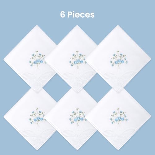 Selected Hanky Women's Cotton Handkerchiefs, Ladies Hankies, Blue Floral - color: Blue Floral