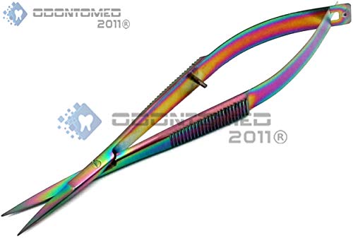 Pack of 2 Pieces 4.5" Embroidery Easy Snips Scissors - EZ Snip Straight & Curved Blades Stainless Steel Multi Color Rainbow