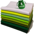Green 8 Assorted Soft Felt Sheets Fabric, Each 8'' x 36'' 1.6mm Thick - color: Green Series