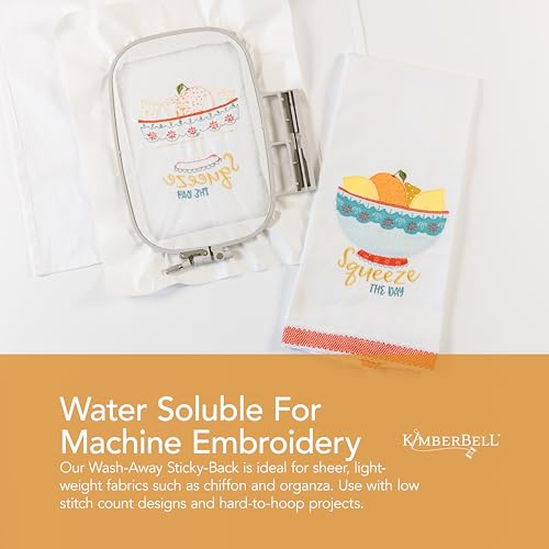 Kimberbell Wash Away - Sticky Back Stabilizer, 12”x5 Yd Roll, Water Soluble Machine Embroidery, Washes Out Completely Leaving No Residue, Sewing, Quilting, Piecing Projects, Appliqués, Lace & Crafting