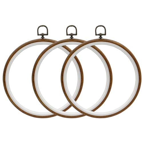 Auvotuis 9 Inch Round Embroidery Hoops, 3Pcs, Imitated Wood