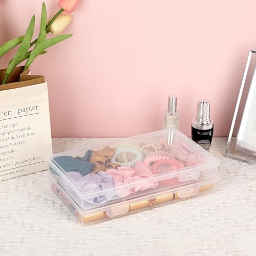 BTSKY Clear Plastic Storage Box with Flap Lid, 4 Pack - 9.8"x5.9"x1.2" - size: Medium Small-4 Pack