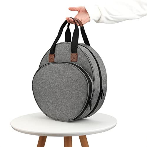 Shinyzone Cross Stitch Storage Tote, Embroidery Projects Bag with Zipper Pockets Organiser for Hoops, Charts and Threads - color: Grey