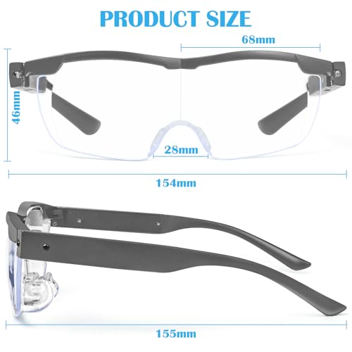 Magnifying Glasses with Light, 200% Magnification, USB Rechargeable - color: Gray