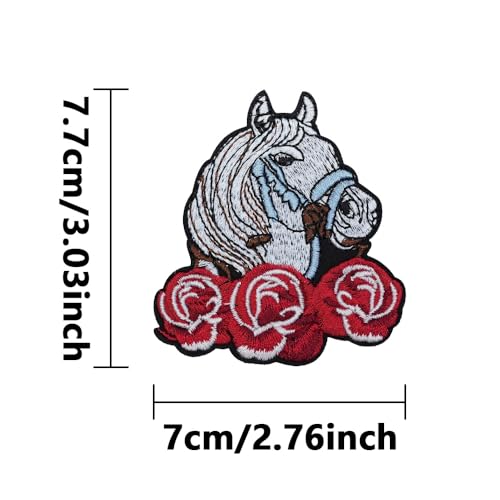 Rose Flower Embroidered Hot Melt Patch Cover Shoes Decoration Patch (1pc Flower Horse) - style: 1pc Flower Horse Patch